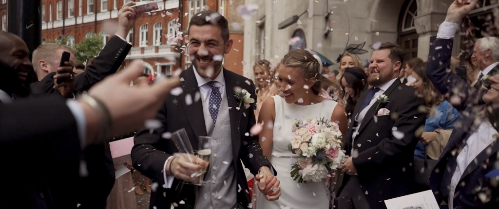 Wedding confetti moment